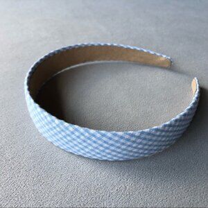 Wide Fabric Headband ~ Blue and White Gingham ~ Brand New Never Worn